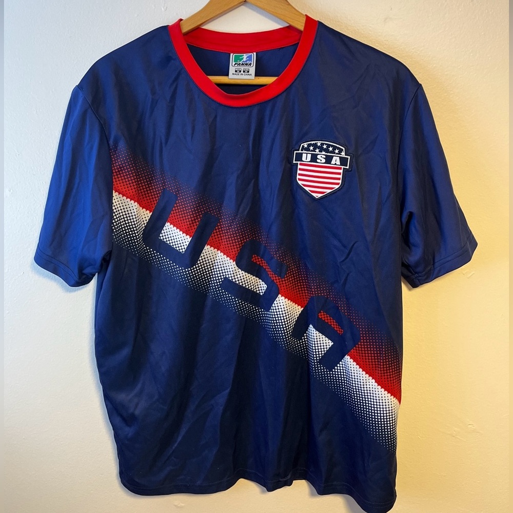 Vintage USA National Team Soccer Jersey  Ole Panna Big Print World Cup Football
